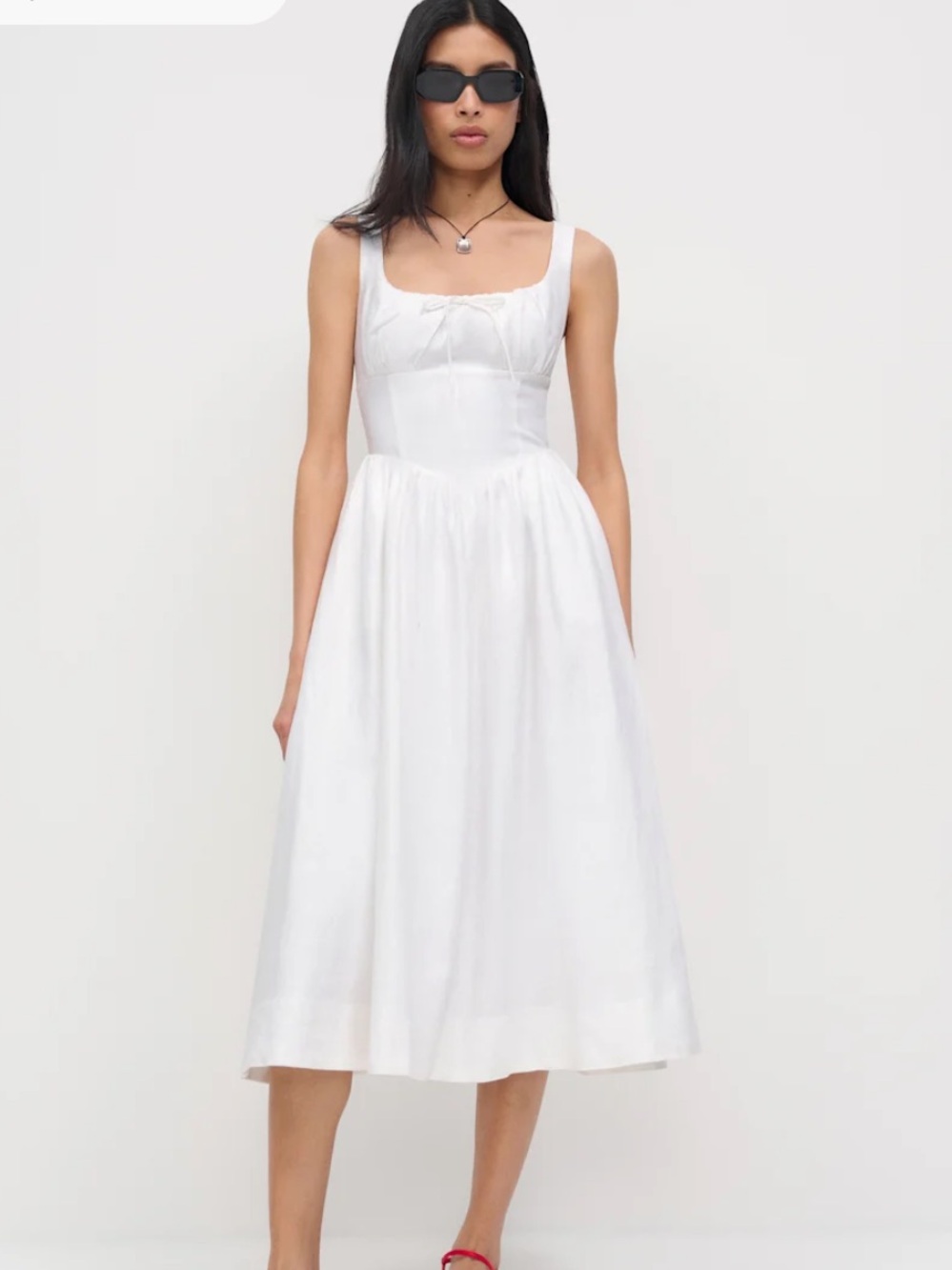 LIKE NEW REFORMATION Balia Linen Dress, White, size 6